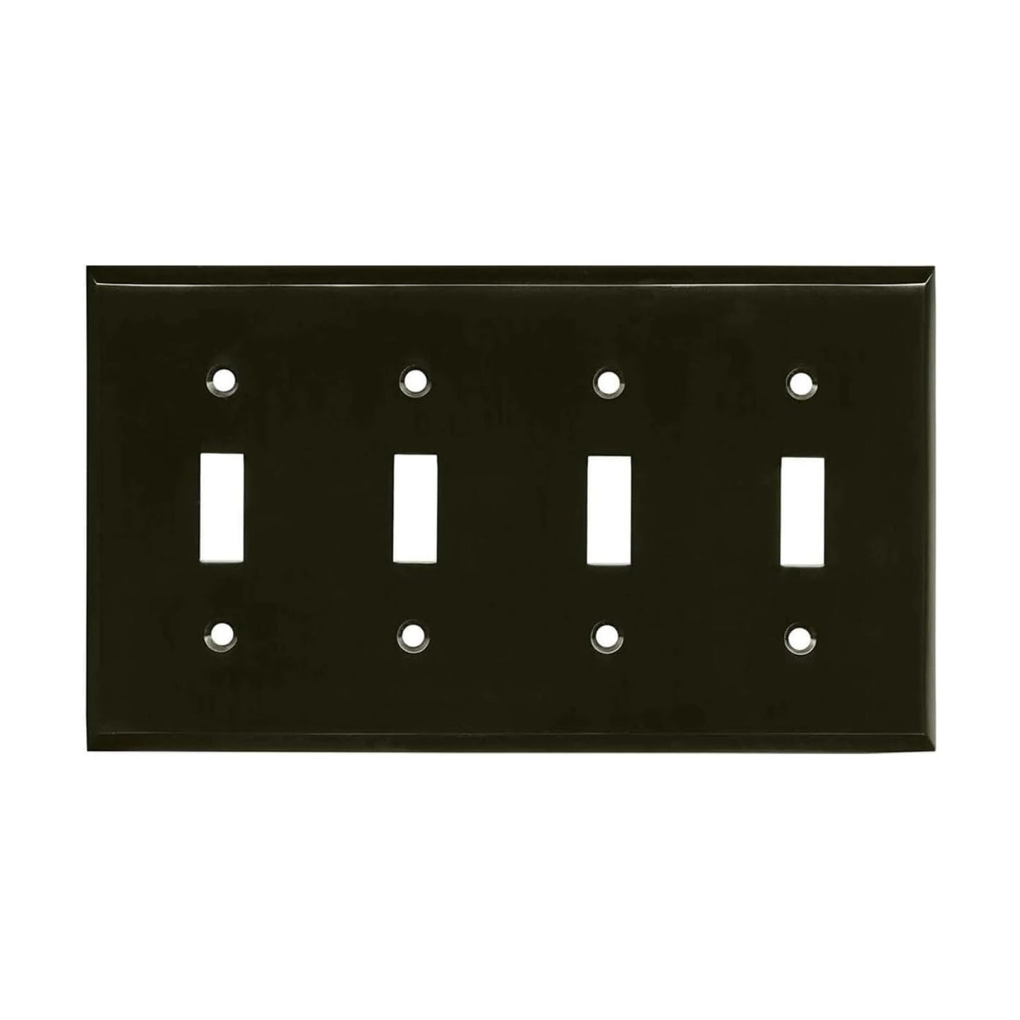Satin Nickel Black Outlet Wall Plate | 4 Toggle | 8.25" x 4.5" | Hand-Polished Brass Construction | Electrical Switch