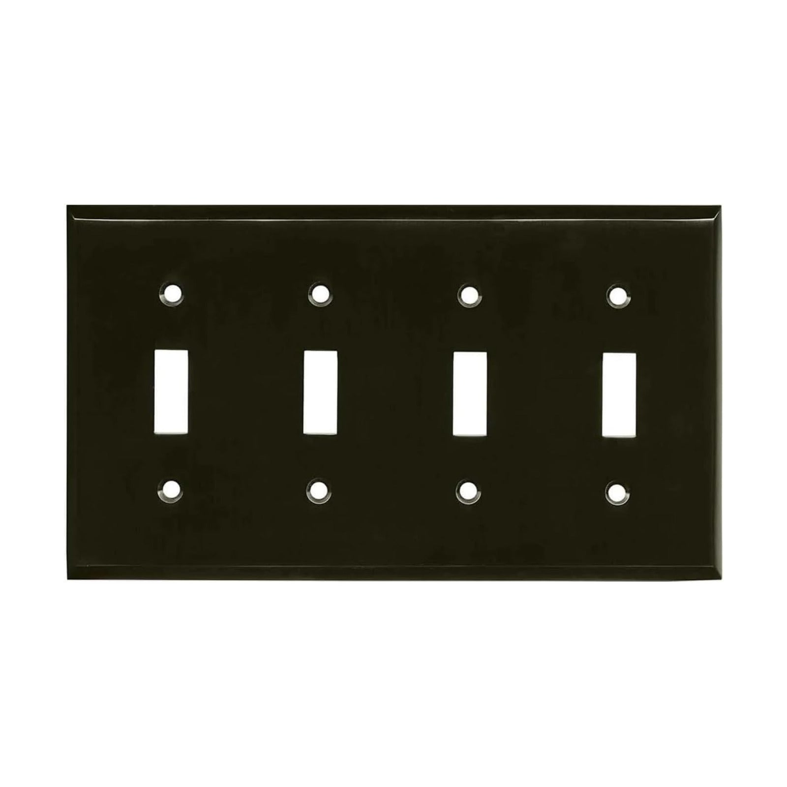 Satin Nickel Black Outlet Wall Plate | 4 Toggle | 8.25" x 4.5" | Hand-Polished Brass Construction | Electrical Switch