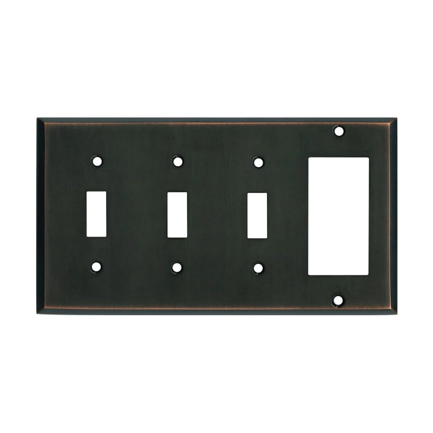 Triple Light Switch Plate Outlet Cover GFCI Decorative Wall Plate | 3 Toggle - 1 Rocker Oil Rubbed Bronze Electrical