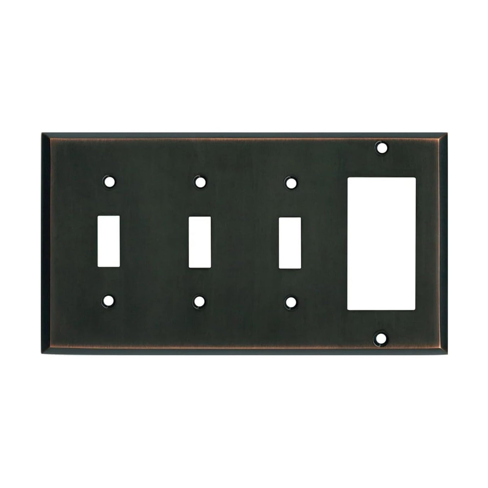 Triple Light Switch Plate Outlet Cover GFCI Decorative Wall Plate | 3 Toggle - 1 Rocker Oil Rubbed Bronze Electrical