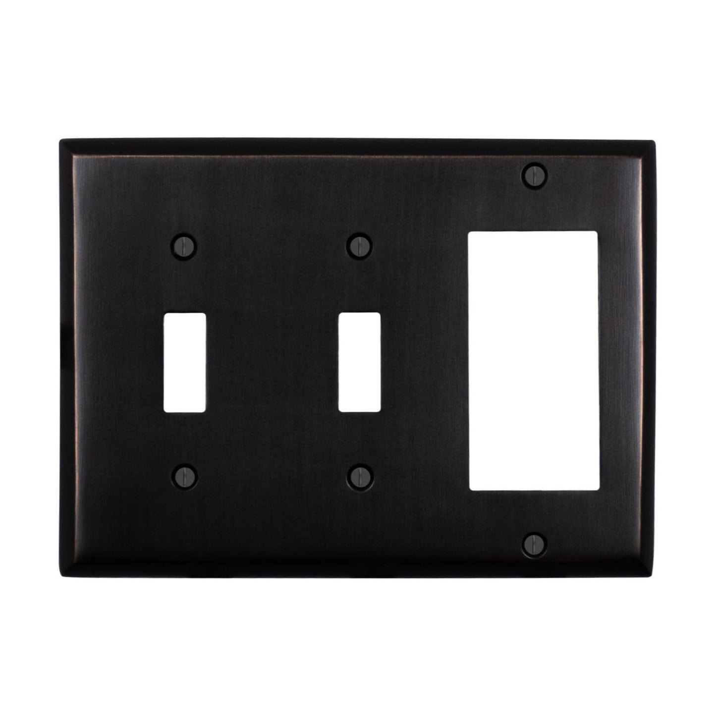 Double Light Switch Plate Outlet Cover GFCI Decorative Wall Plate | 2 Toggle - 1 Rocker Oil Rubbed Bronze Electrical