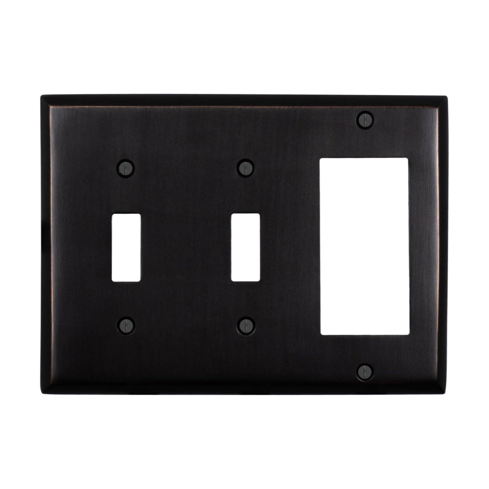 Double Light Switch Plate Outlet Cover GFCI Decorative Wall Plate | 2 Toggle - 1 Rocker Oil Rubbed Bronze Electrical