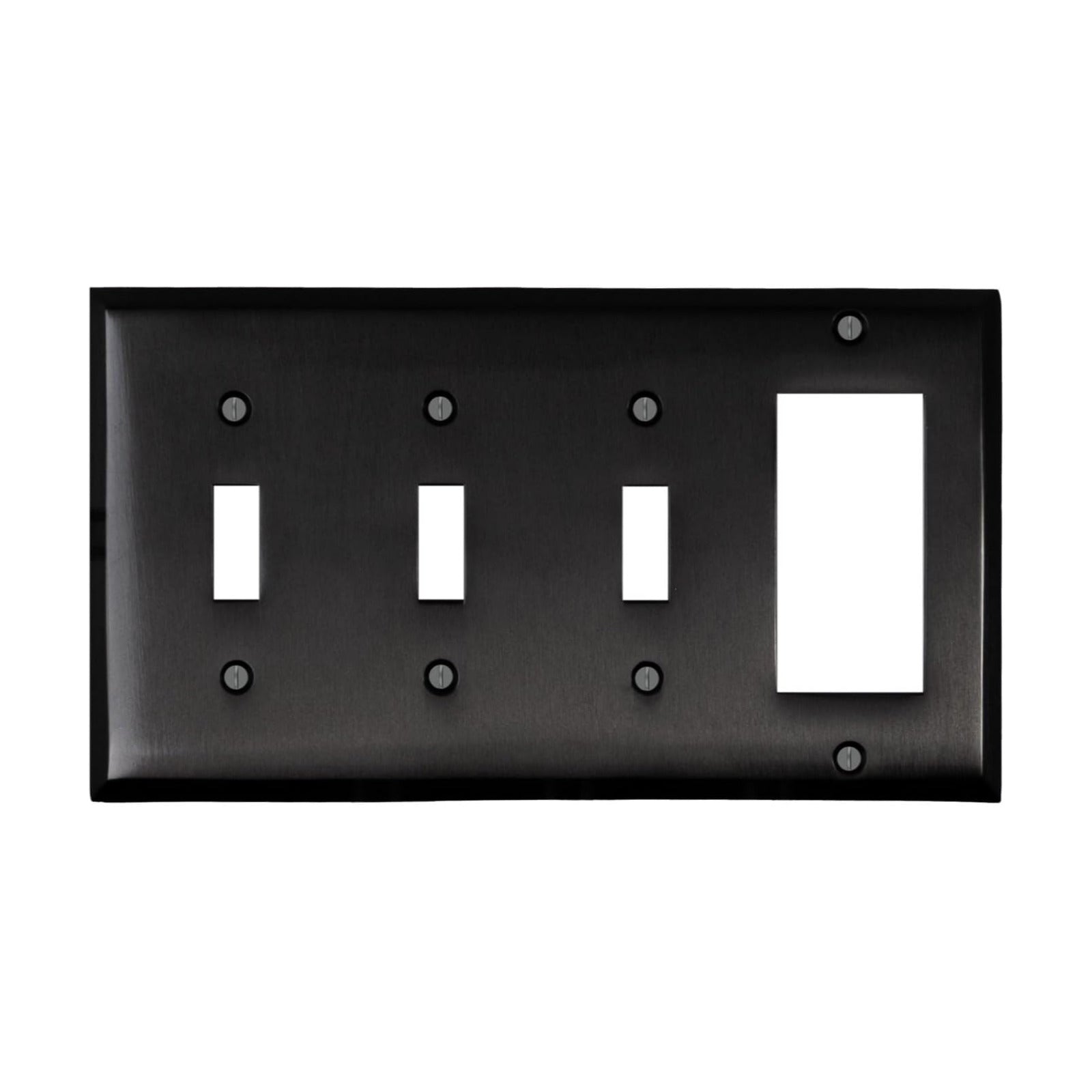 Satin Nickel Black Outlet Wall Plate | 3 Toggle - 1 GFI Rocker | 8.25" x 4.5" | Hand-Polished Brass Construction