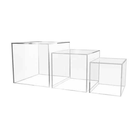 Marketing Holders Acrylic Display Riser Box Clear 4" 5" 6" Set One Open Side No Lid Merchandise Storage Caddys or Bins