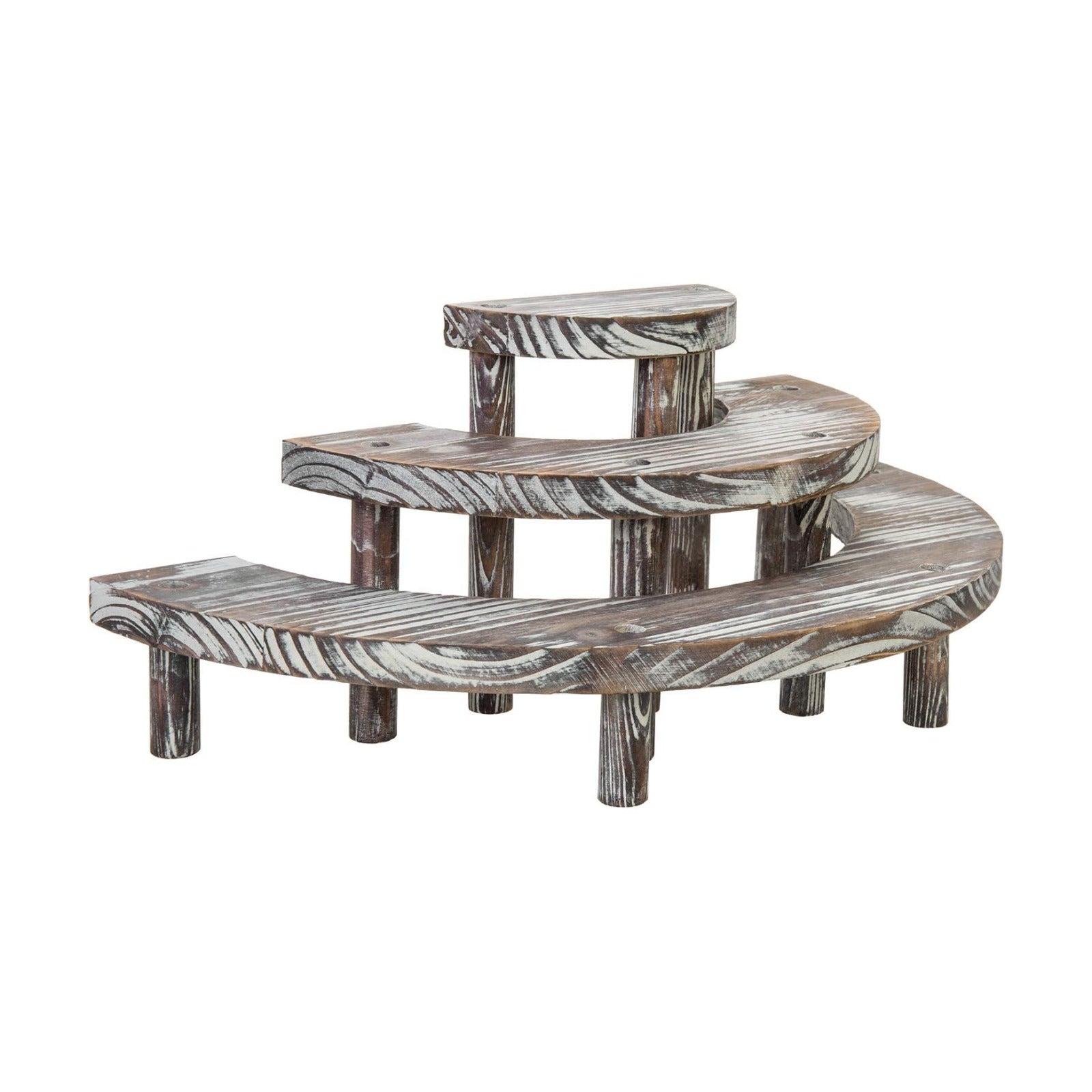 MyGift 3 Tier Torched Wood Cupcake Stand Dessert Display Riser Set of 3 | Torched Wood Finish, Three Level Platform