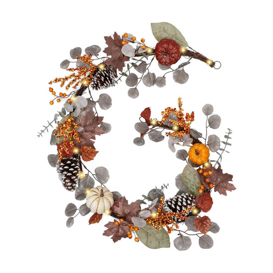 Valery Madelyn 6ft Fall Maple Leaves Garlands for Mantle with Pumpkins