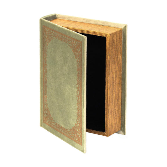 Decorative Vintage Book Shaped Trinket Storage Box / Antique Green