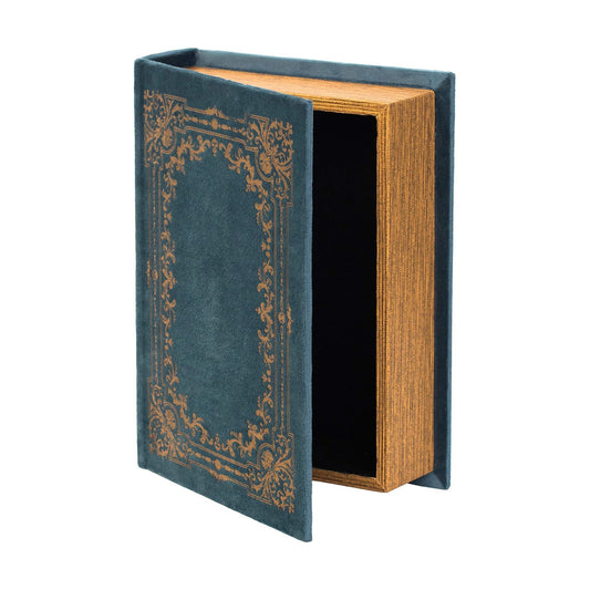 Decorative Vintage Book Shaped Trinket Storage Box / Blue