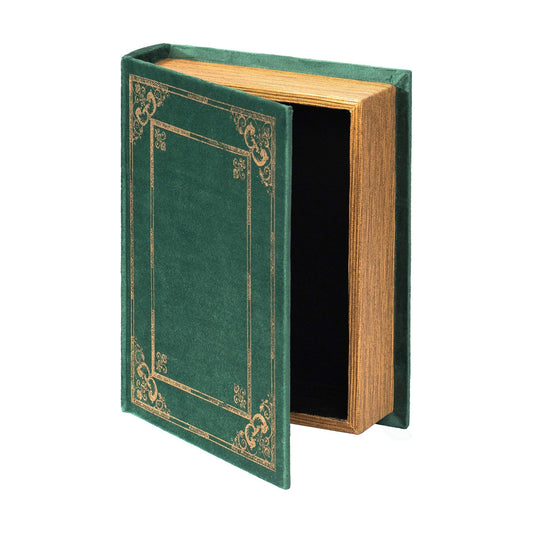 Decorative Vintage Book Shaped Trinket Storage Box / Green