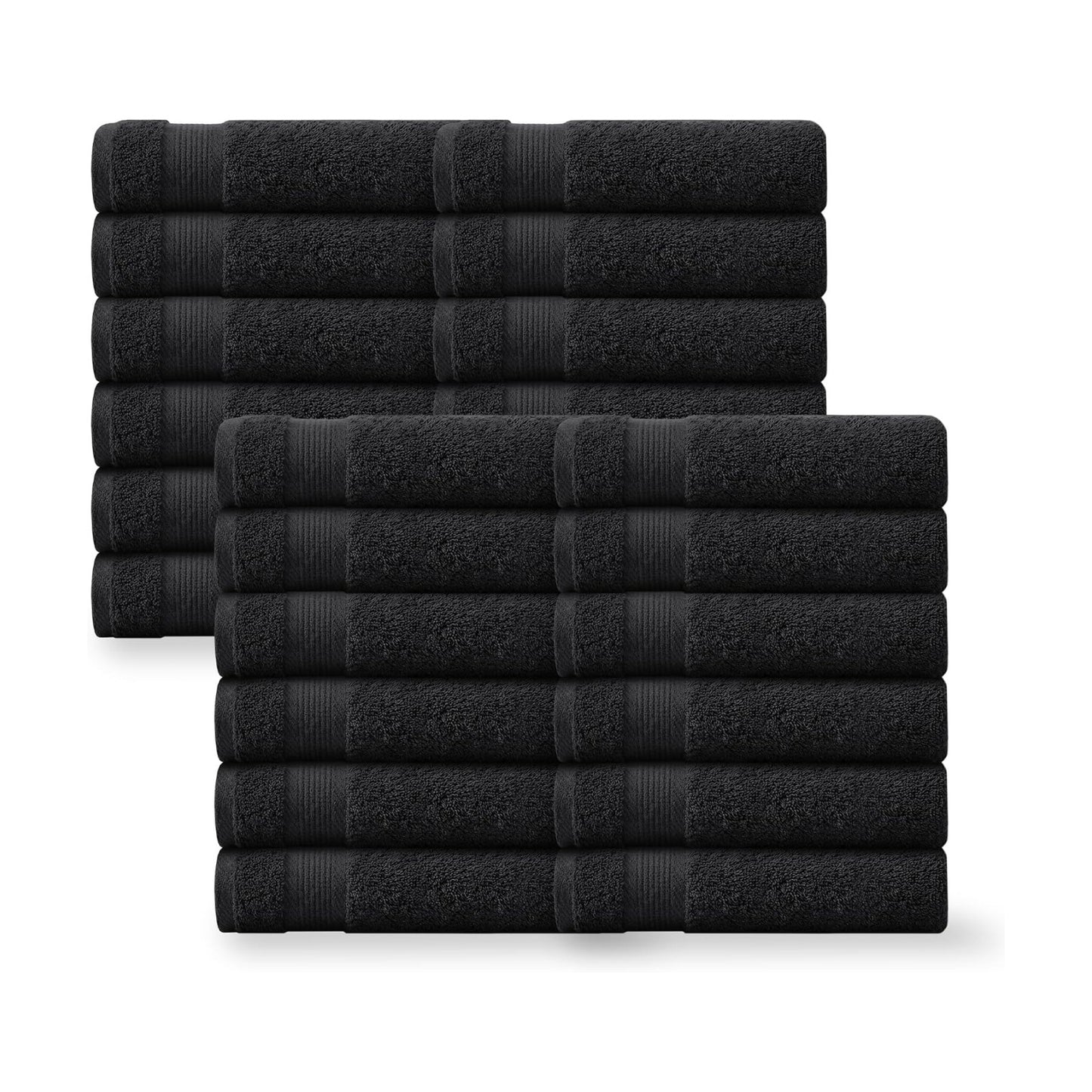 Linteum Textile Supply Premium 16x27 Inch Black Hand Towel – 100% Cotton Zero Twist Towels | Absorbent, Quick Dry