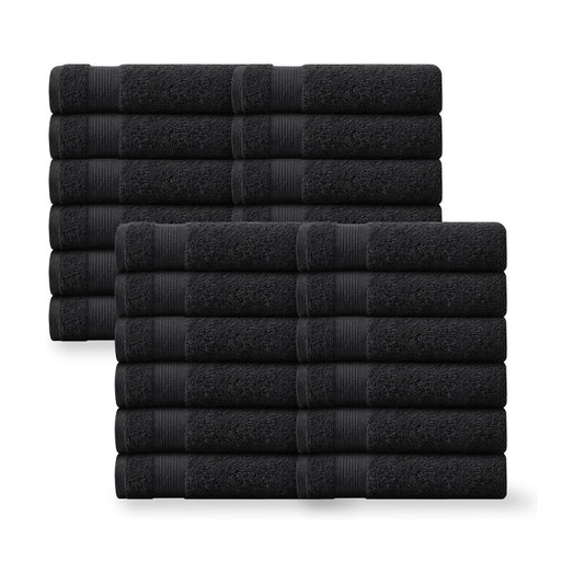 Linteum Textile Supply Premium 16x27 Inch Black Hand Towel – 100% Cotton Zero Twist Towels | Absorbent, Quick Dry