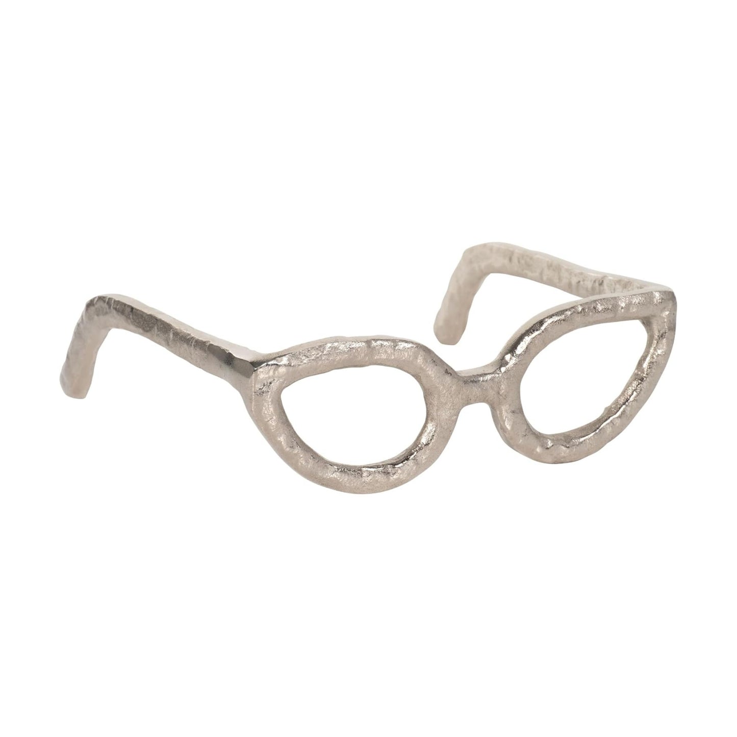 Aluminum Sculpture Modern Home Decor Ornament / Silver Cateye / 3" H