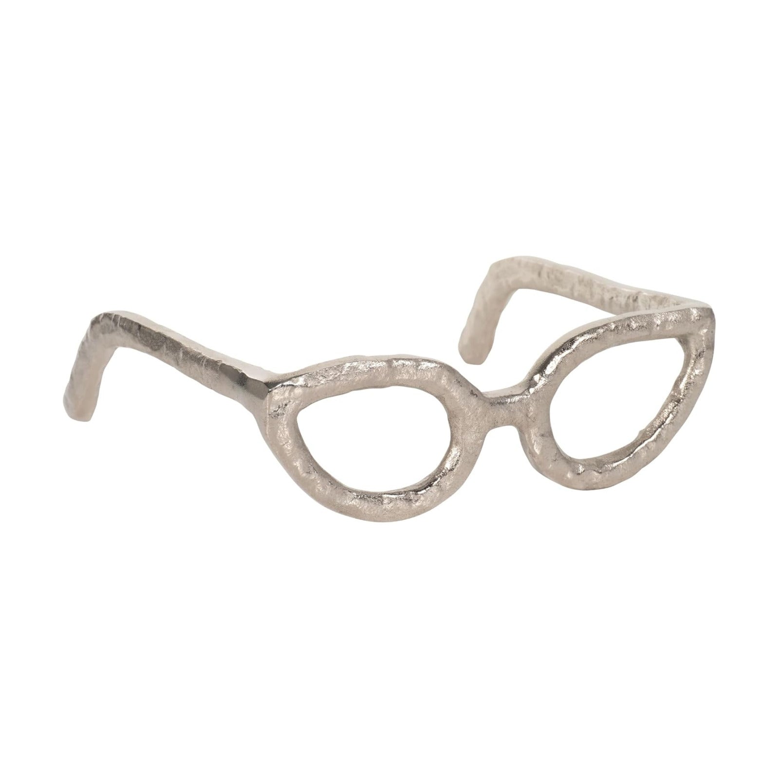 Aluminum Sculpture Modern Home Decor Ornament / Silver Cateye / 3" H