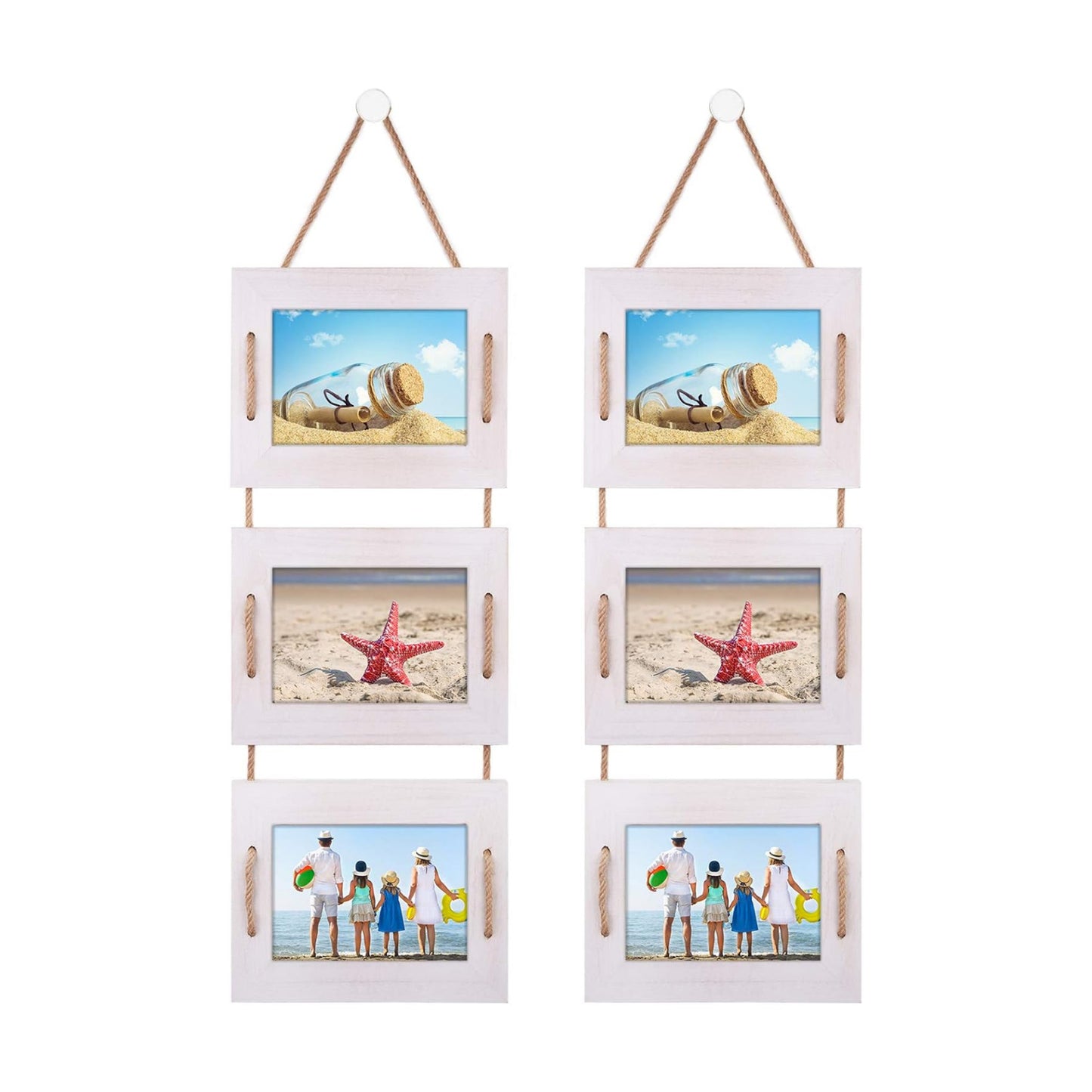 DLQuarts 5x7 Hanging Picture Frames Collage Wall Decor, 3-Frame Set, 3.5x5 with Mat or 5x7 Without Mat, Rustic Solid
