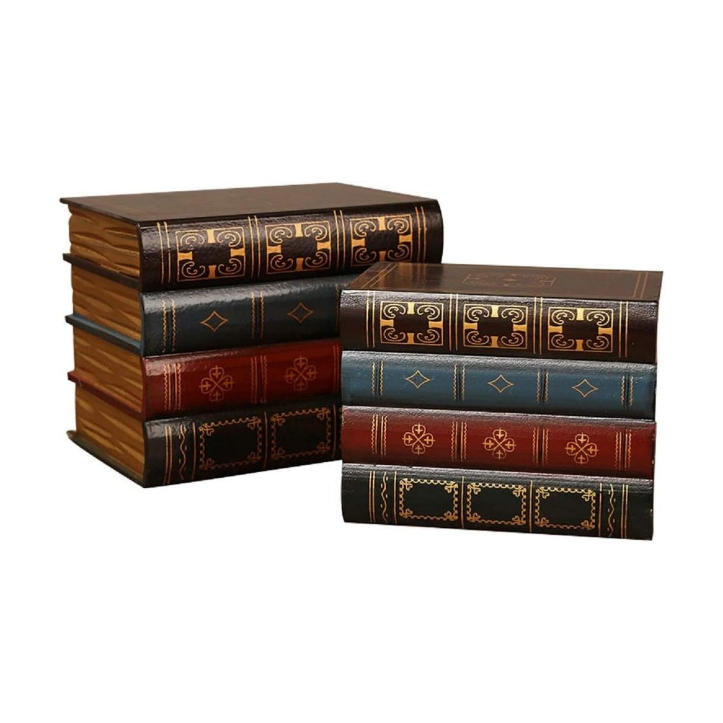 Wooden False Book Box Storage Box / Brown / 7.87 x 6.3 x 5.51 / Set of 2