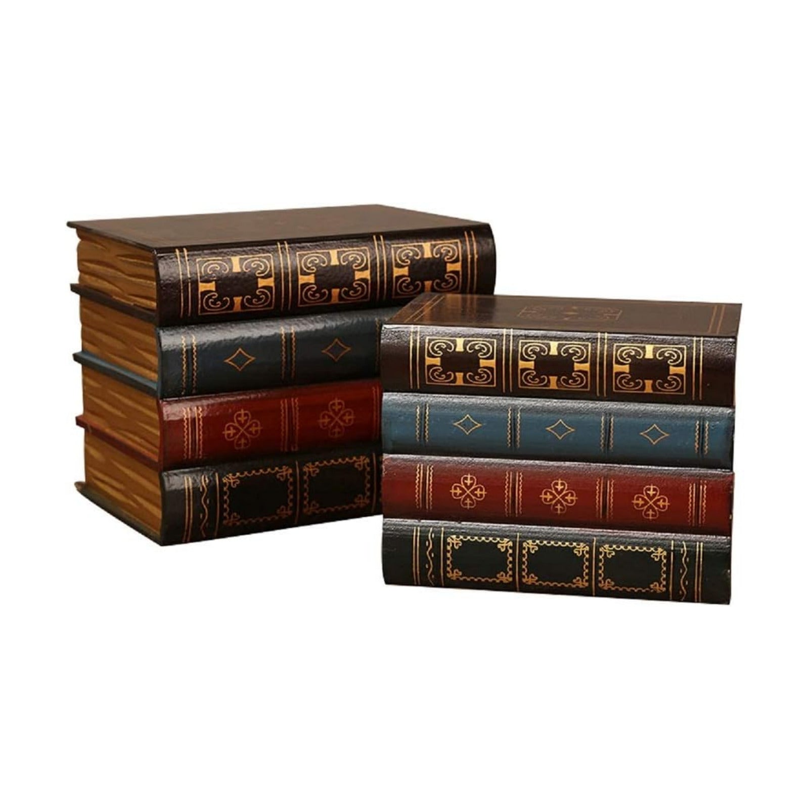 Wooden False Book Box Storage Box / Brown / 7.87 x 6.3 x 5.51 / Set of 2