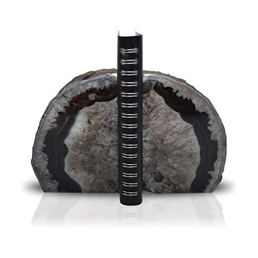 A Quality Agate Geode Bookends / Black / A Grade 6 - 8 Lbs