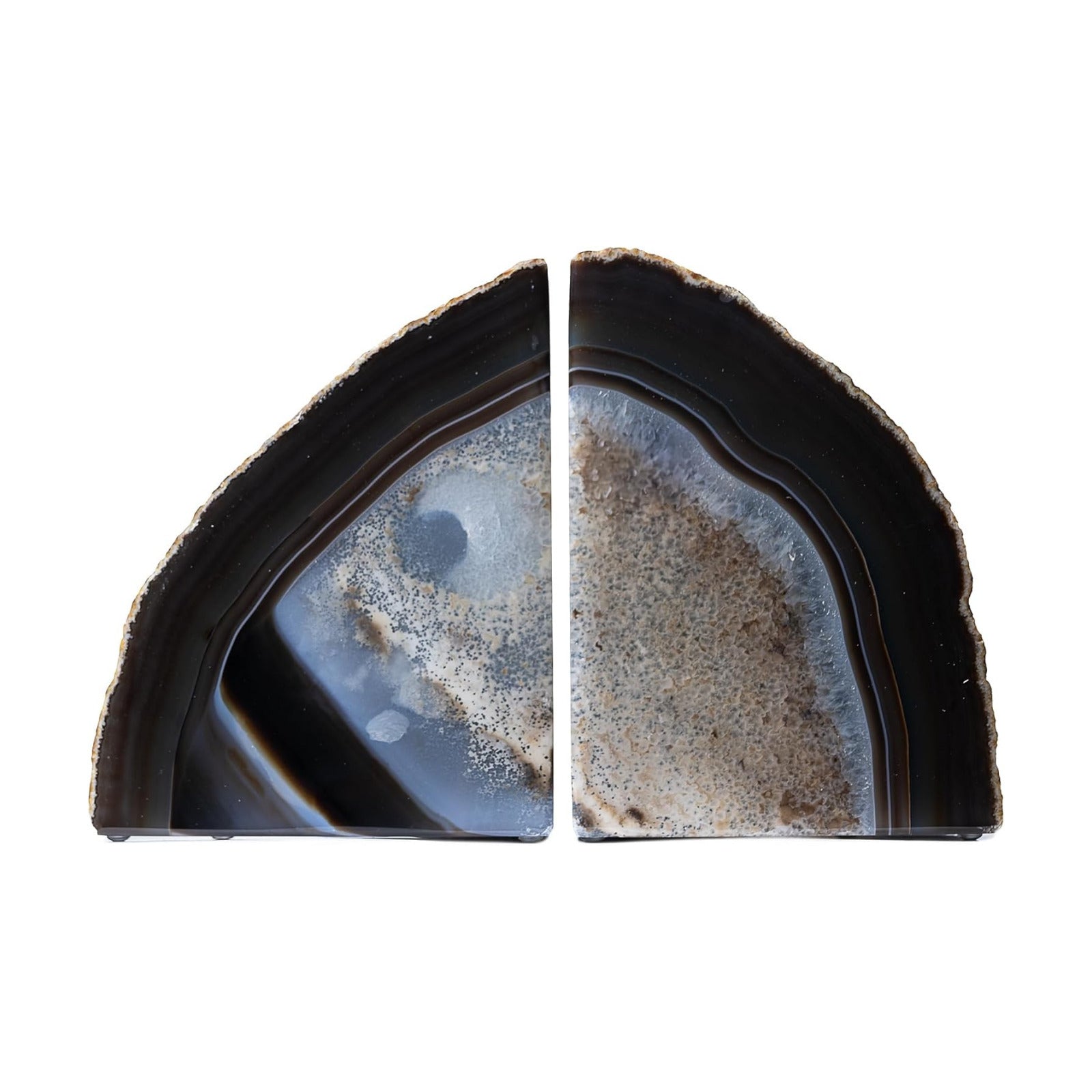 A Quality Agate Geode Bookends / Black / A Grade 4 - 6 Lbs