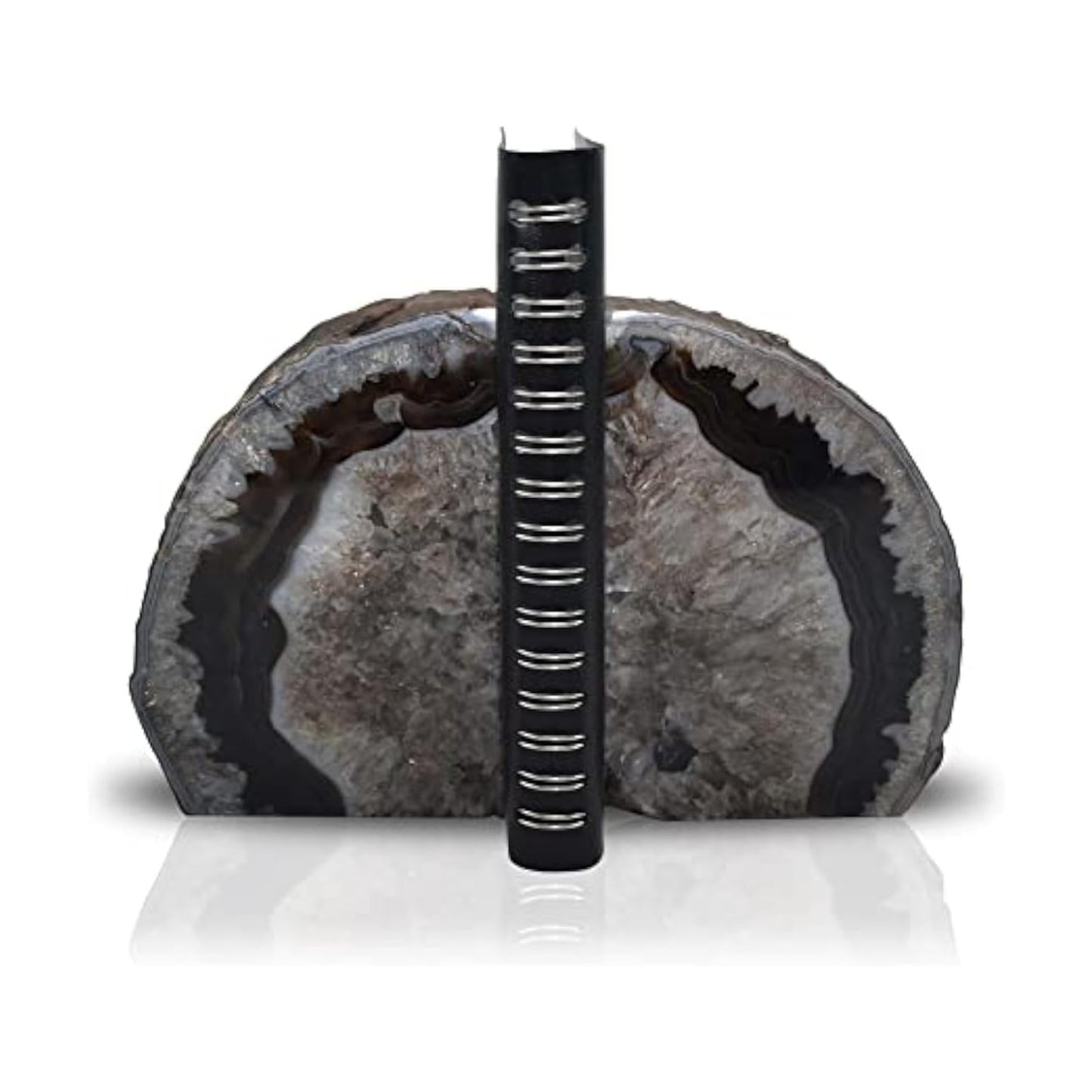 A Quality Agate Geode Bookends / Black / A Grade 3 - 4 Lbs