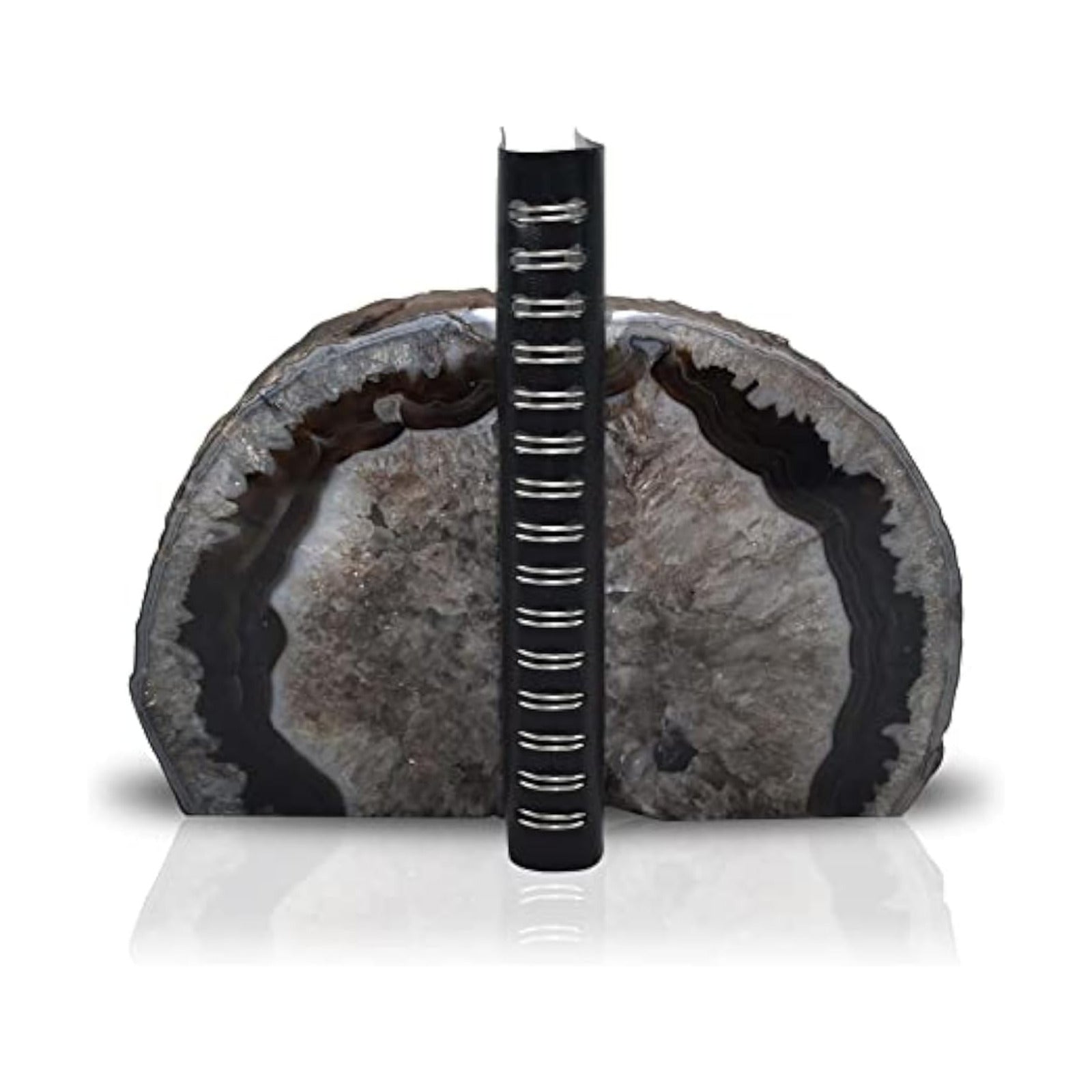 A Quality Agate Geode Bookends / Black / A Grade 3 - 4 Lbs
