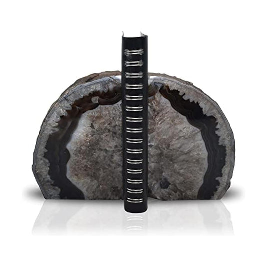 A Quality Agate Geode Bookends / Black / A Grade 3 - 4 Lbs
