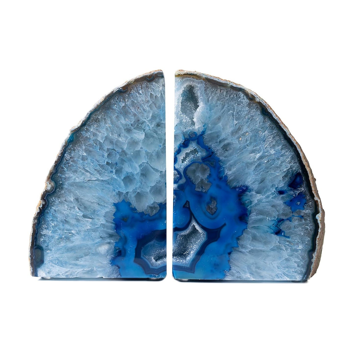 Agate Bookends / Navy & Royal Statement Decor / Blue / A Grade 6 - 8 Lbs
