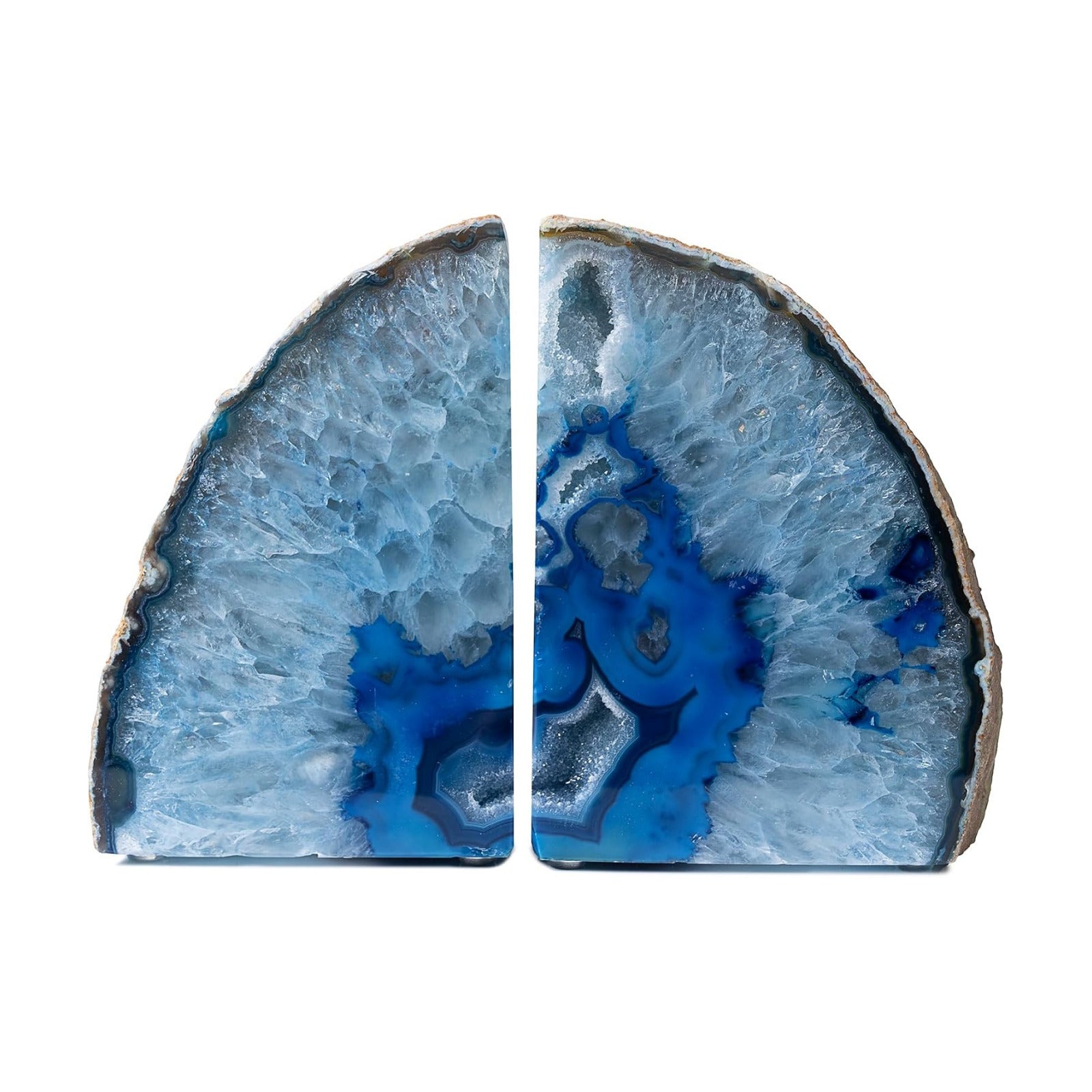 Agate Bookends / Navy & Royal Statement Decor / Blue / A Grade 6 - 8 Lbs