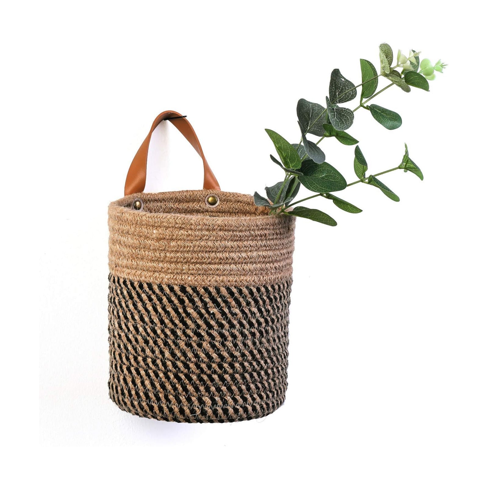 Small Cotton Rope Woven Closet Storage Bins-Shelf Basket Organizer for Plants / Jute