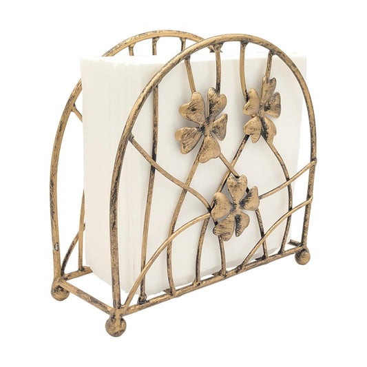 Antique Metal Floral Petals & Branches Tabletop Napkin Holder / Bronze / One Size