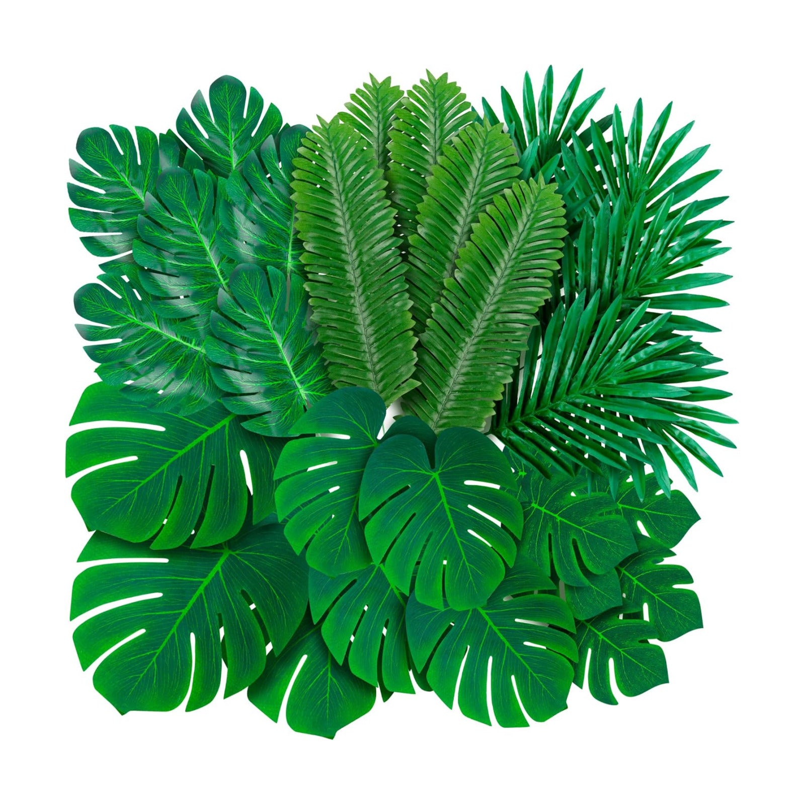 Palm Leaves Artificial Tropical Monstera / Green / Set of 108