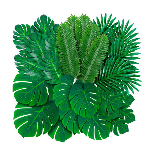 Palm Leaves Artificial Tropical Monstera / Green / Set of 108