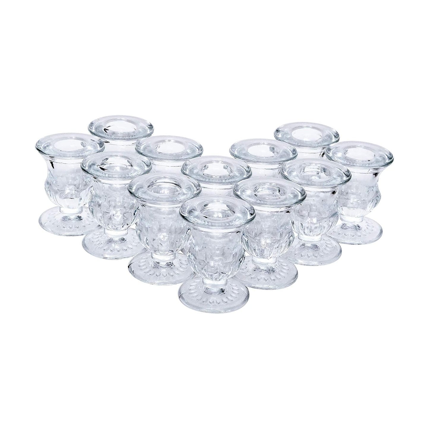 Hosley Set of 12 Glass Taper Candle Holders 2.5 Inches High Ideal Gift for Weddings Party Favor Reiki Meditation O3