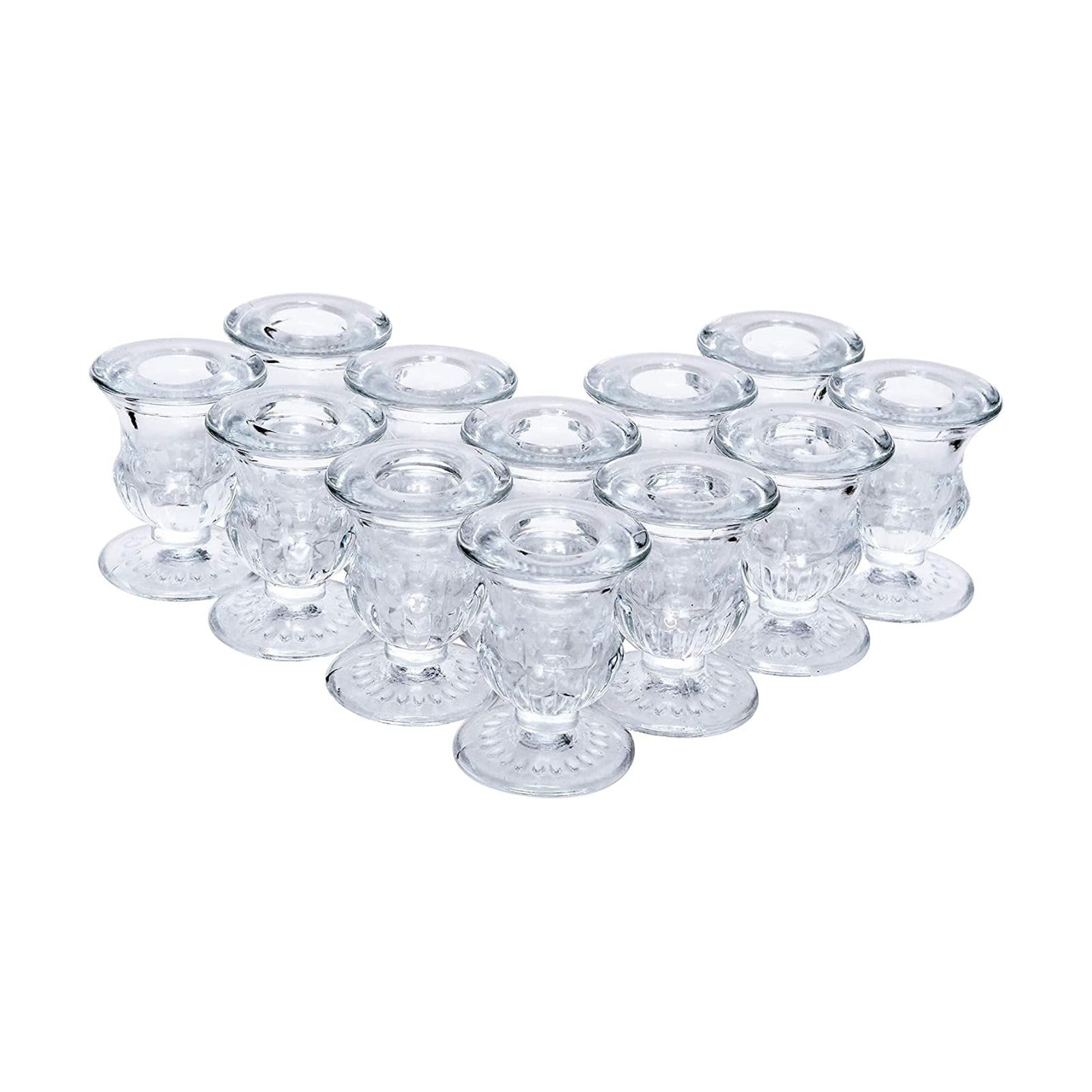 Hosley Set of 12 Glass Taper Candle Holders 2.5 Inches High Ideal Gift for Weddings Party Favor Reiki Meditation O3