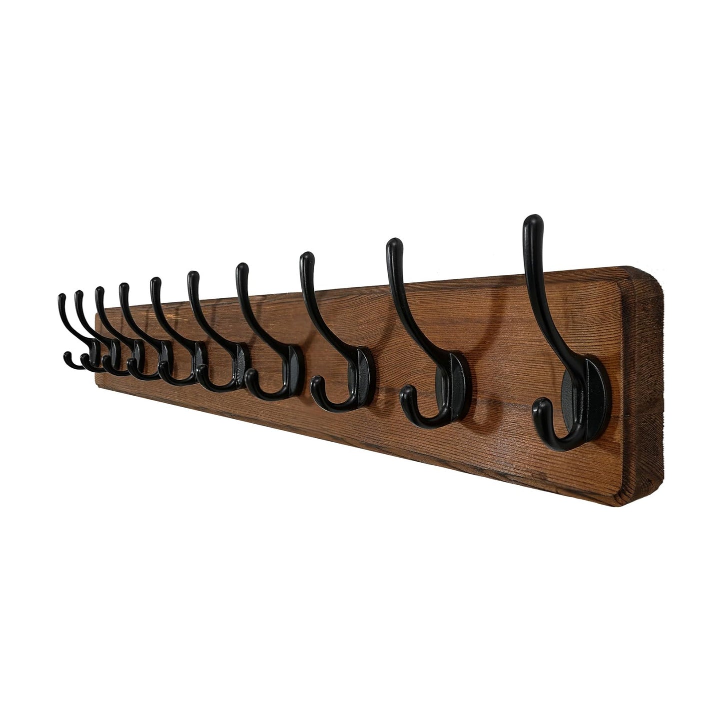 WEBI Rustic Coat Rack Wall Mount,10 Hooks,38 9/16" Long Coat Hooks Wall Mounted,16’’ Hole to Hole,Wood Coat Hanger