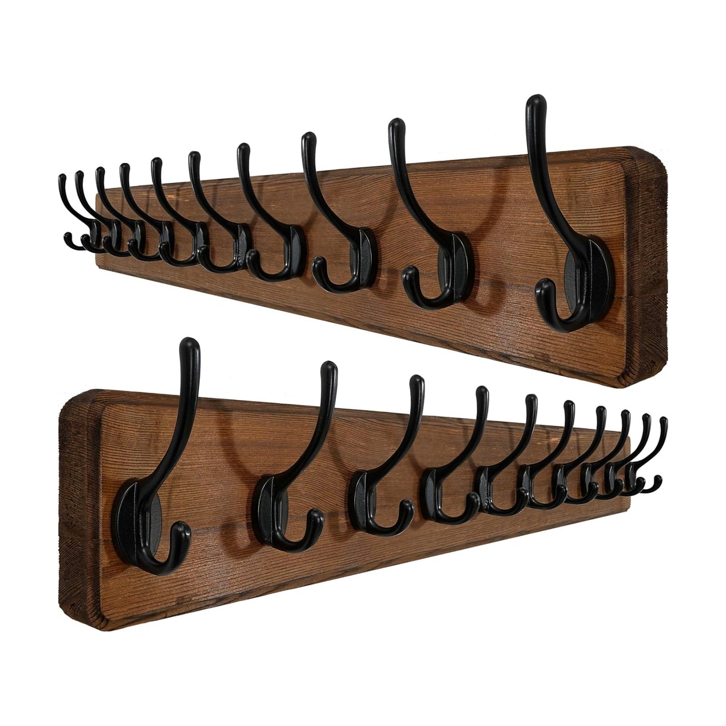 WEBI Coat Rack Wall Mount,10 Hooks,38 9/16" Long Coat Hooks Wall Mounted Rustic,16" Hole to Hole,Wood Coat Hanger