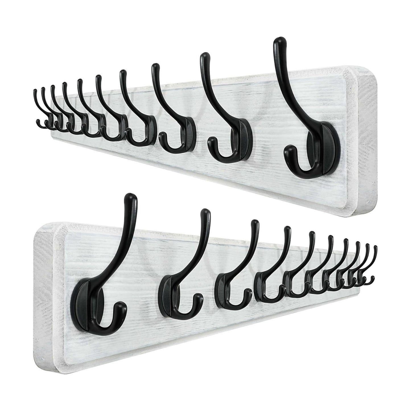 WEBI Coat Rack Wall Mount,10 Hooks,38 9/16" Long Coat Hooks Wall Mounted,16" Hole to Hole,Large Wood Coat Hanger