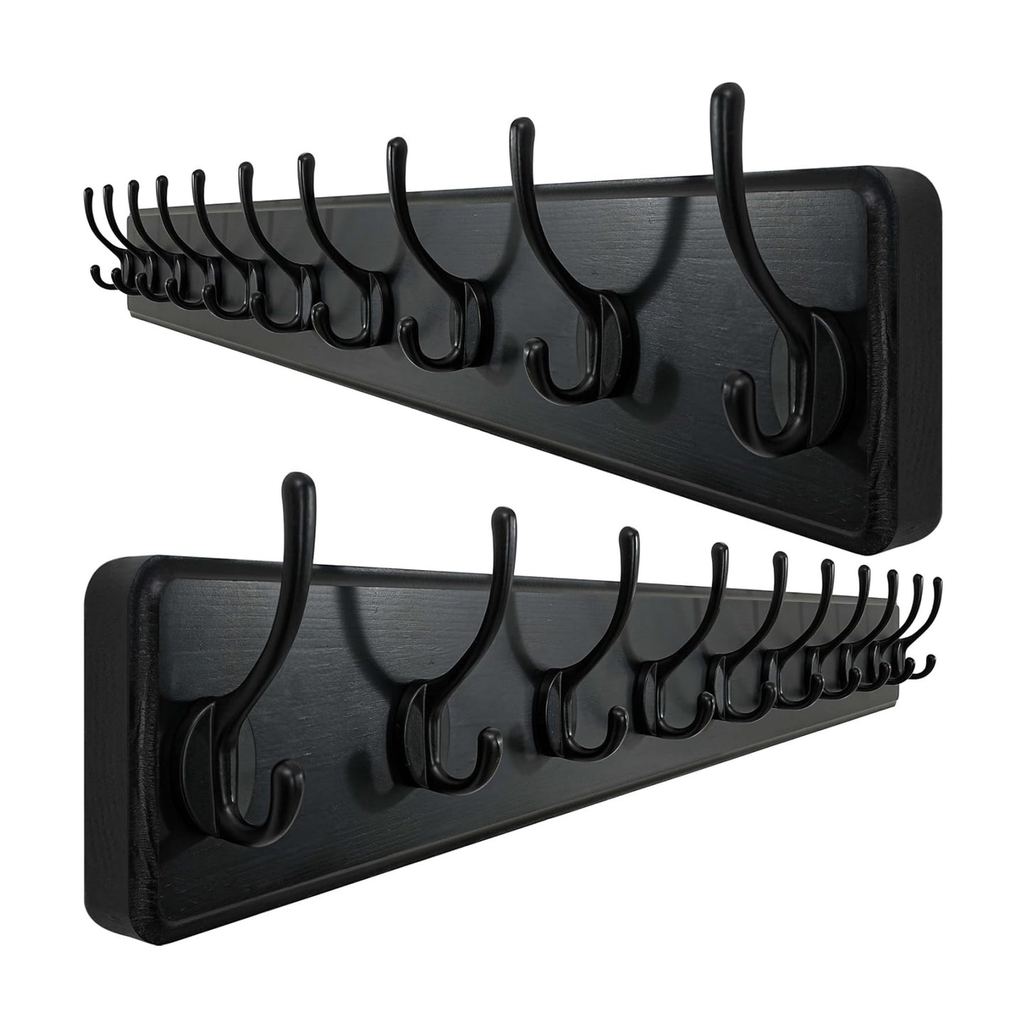 WEBI Coat Rack Wall Mount,10 Hooks,38 9/16" Long Coat Hooks Wall Mounted,16" Hole to Hole,Large Wood Coat Hanger