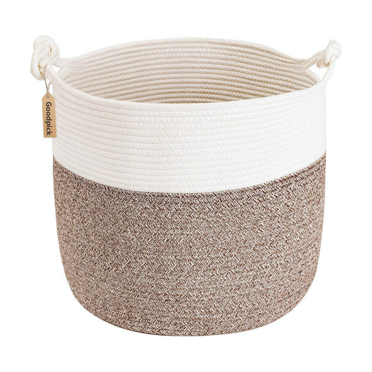 Woven Laundry Basket / Brown / 15 x 14.2