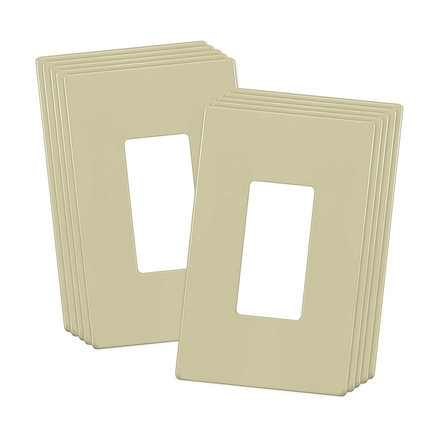 ENERLITES 1-Gang Ivory Mid-Size Screwless Decorator Wall Plate, 10 Pack | Size 4.88" x 3.11", Plate cover Fits light