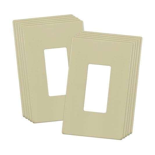ENERLITES 1-Gang Ivory Mid-Size Screwless Decorator Wall Plate, 10 Pack | Size 4.88" x 3.11", Plate cover Fits light