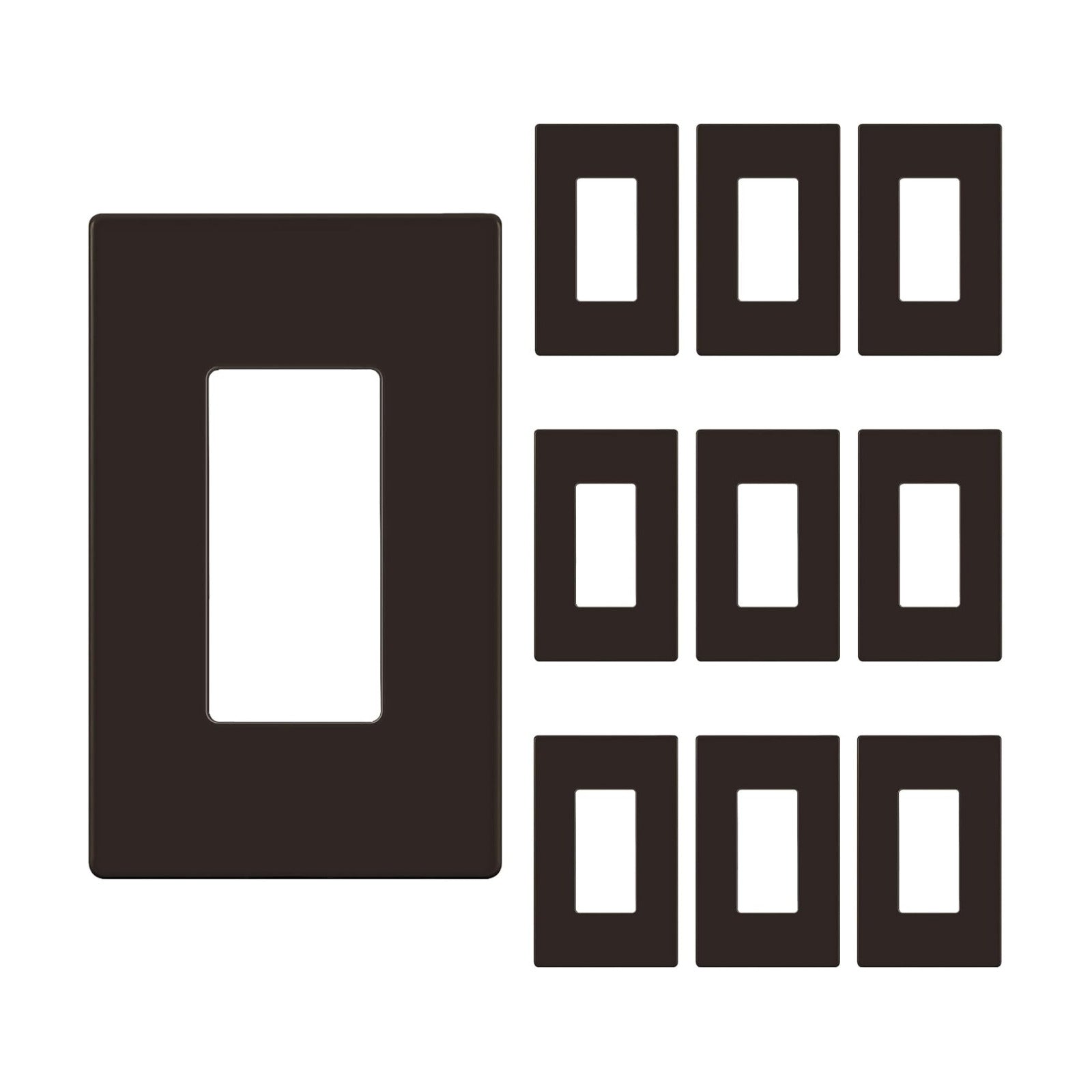 ENERLITES 1-Gang Brown Mid-Size Screwless Decorator Wall Plate, 10 Pack | Size 4.88" x 3.11", Plate cover Fits light