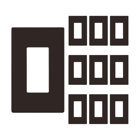 ENERLITES 1-Gang Brown Mid-Size Screwless Decorator Wall Plate, 10 Pack | Size 4.88" x 3.11", Plate cover Fits light