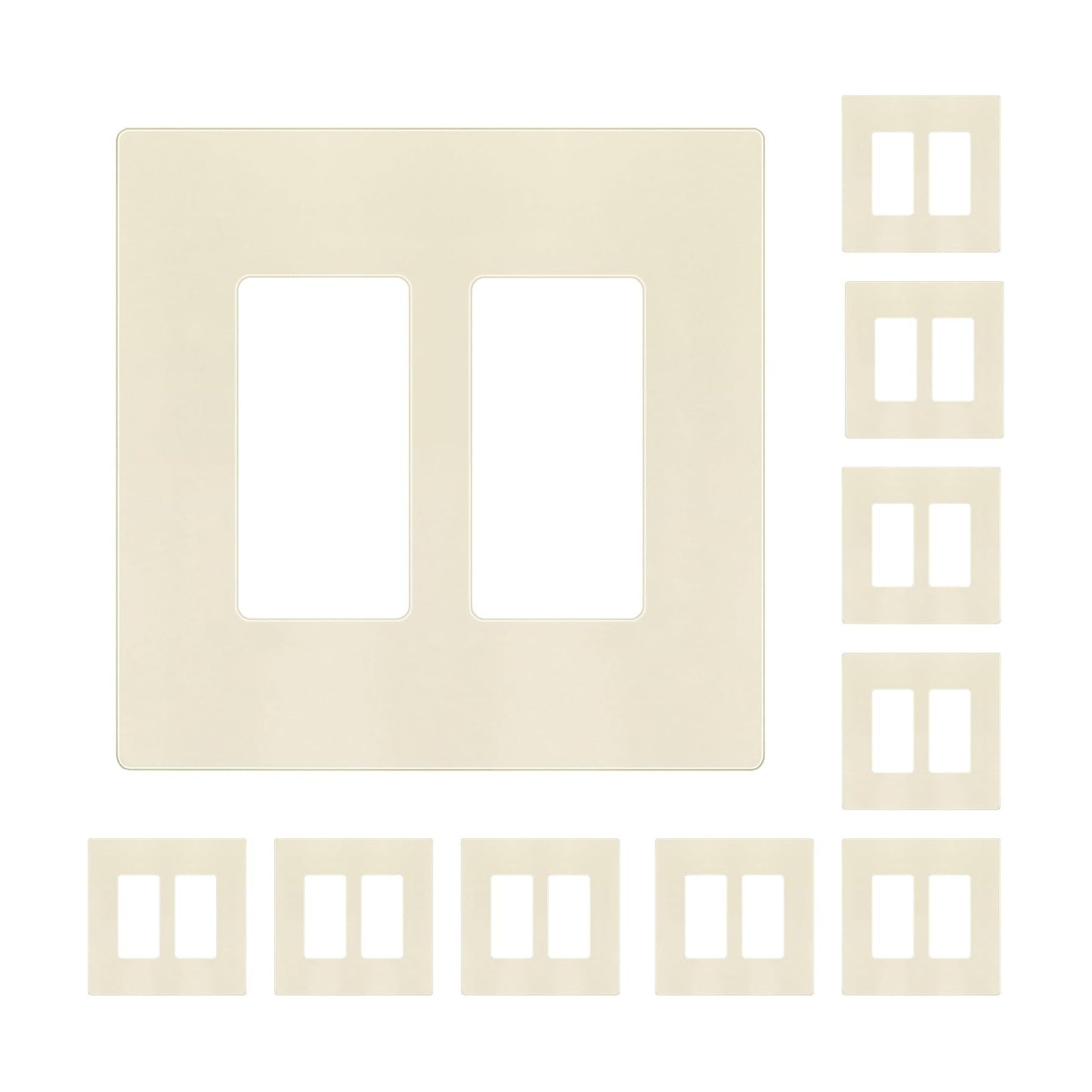 ENERLITES 2-Gang Light Almond Mid-Size Screwless Decorator Wall Plate