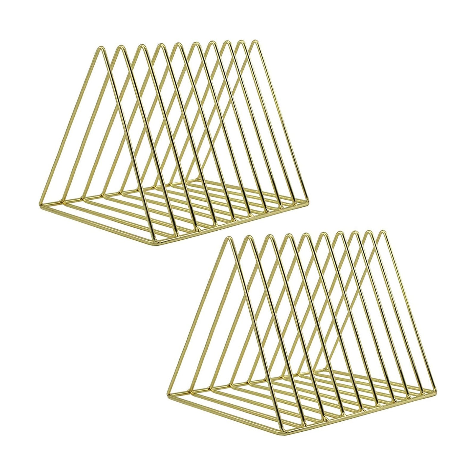 9 Slot Magazine Rack Book Record Holder, Desktop Iron Storage Rack Bookshelf Multifunction Triangle File Organizer