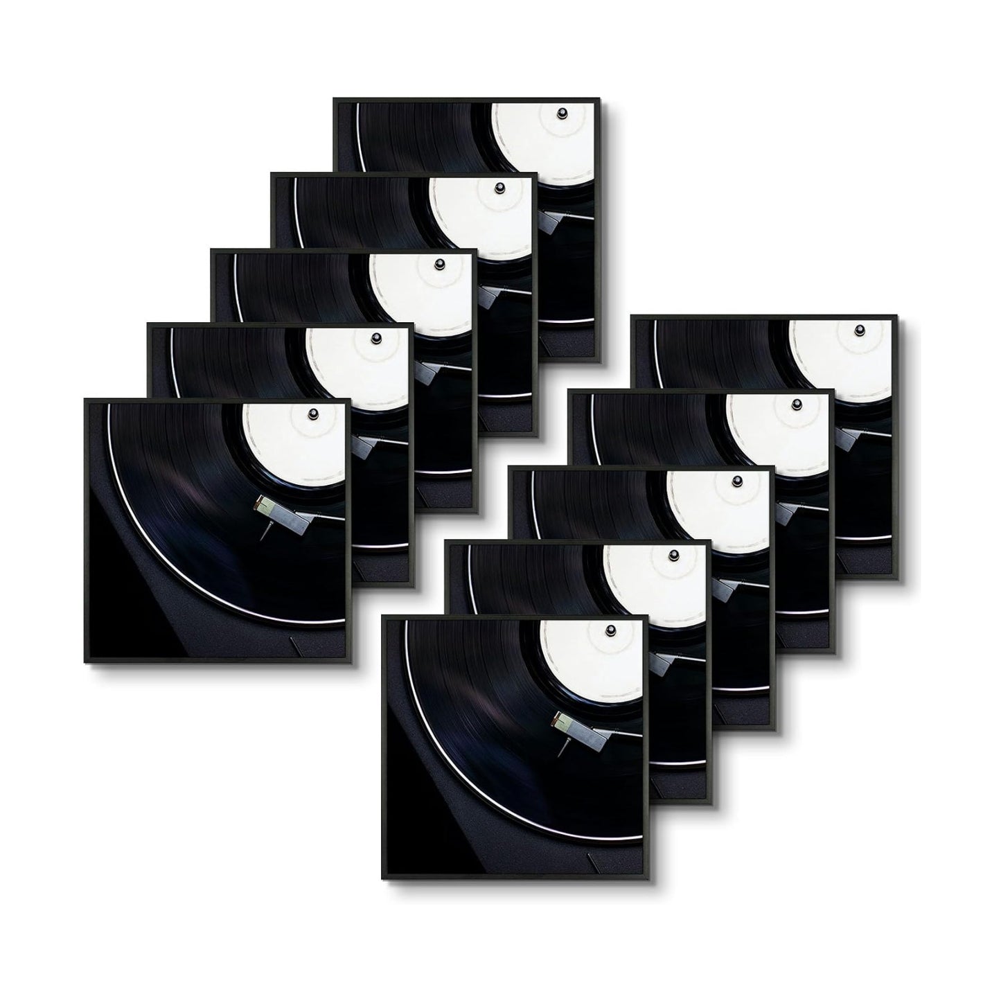 Golden State Art 12.5x12.5 Black Aluminum Album Frame 10 Pack | Brushed Metal Vinyl Record Frame for 12'' Album Cover