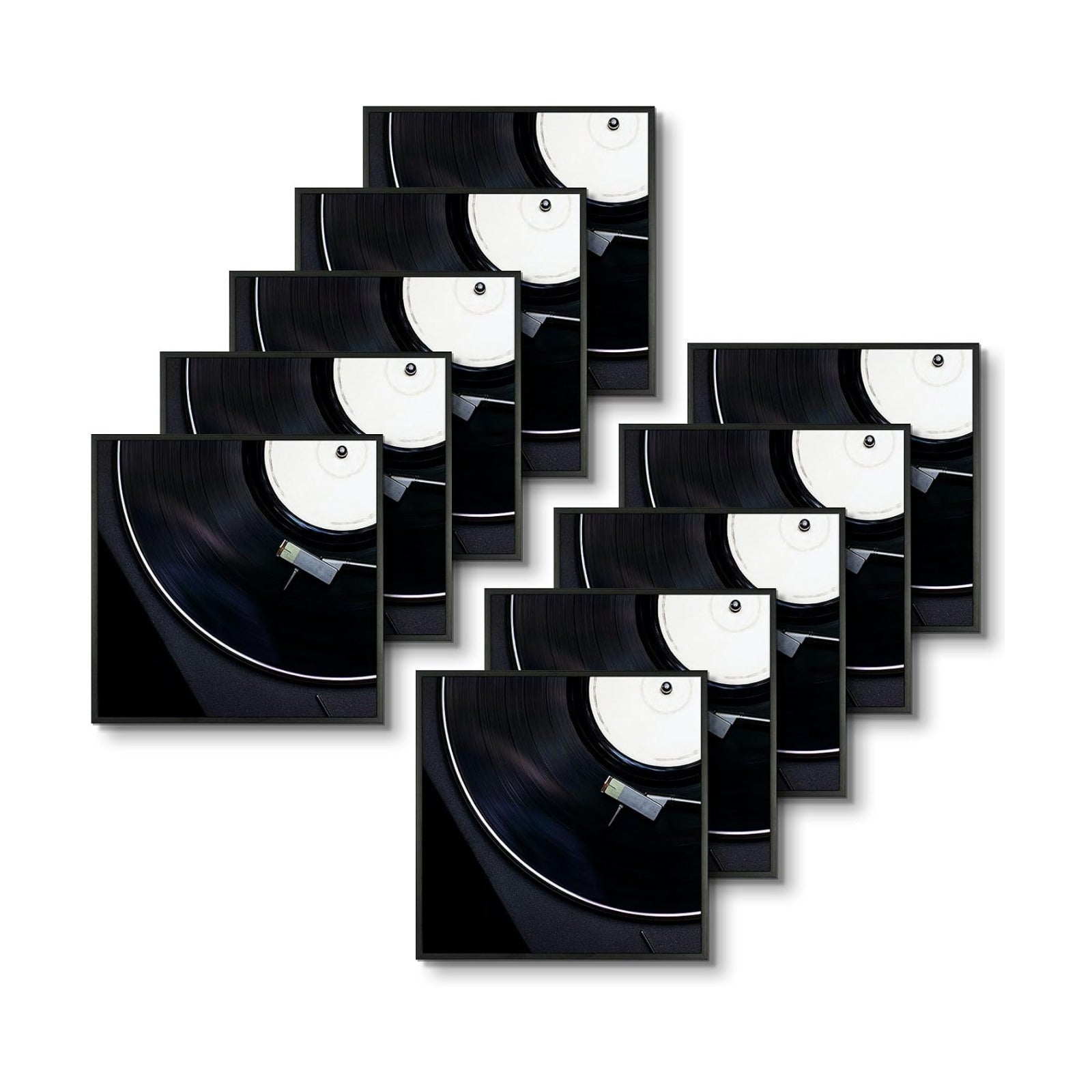 Golden State Art 12.5x12.5 Black Aluminum Album Frame 10 Pack | Brushed Metal Vinyl Record Frame for 12'' Album Cover