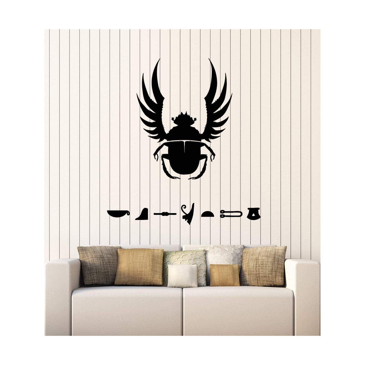 Vinyl Wall Decal Egyptian Scarab Beetle Ancient Egypt Symbols Stickers / 22.5 x 25 / M In / Black