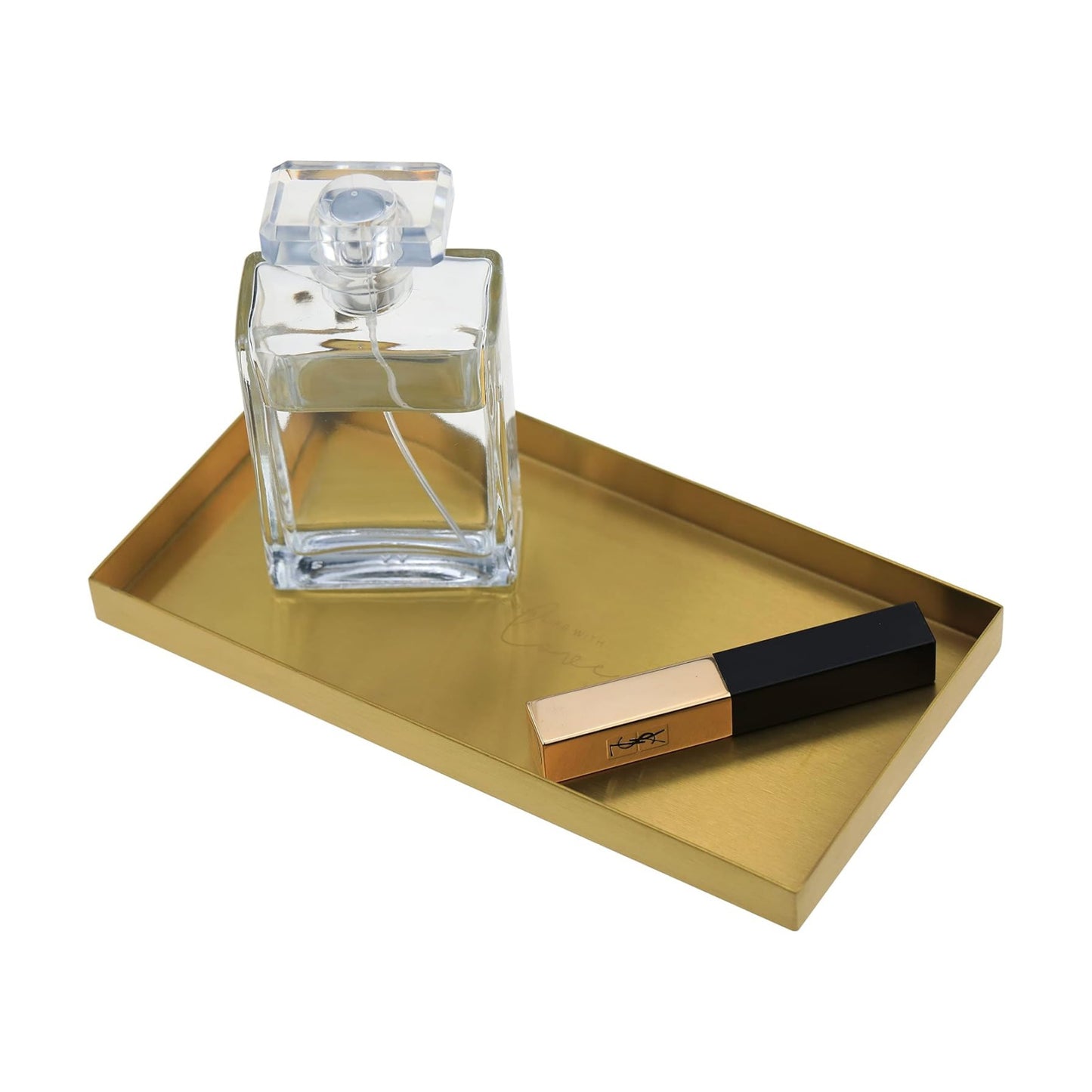 Metal Vanity Tray Lettering / Sanding Gold / 8 x 4.1 x 0.6