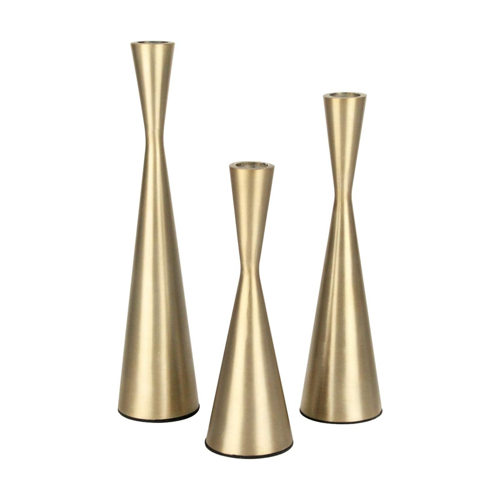 Vixdonos Brass Gold Taper Candlestick Holders Metal Candle Holders Set of 3 Table Mantel Decorative Candle Stand for
