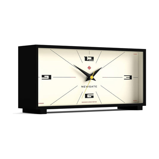 NEWGATE® Thunderbird Desk Clock | Retro Contemporary Rectangular Design | Black | Modern mid-Century Style for Desk